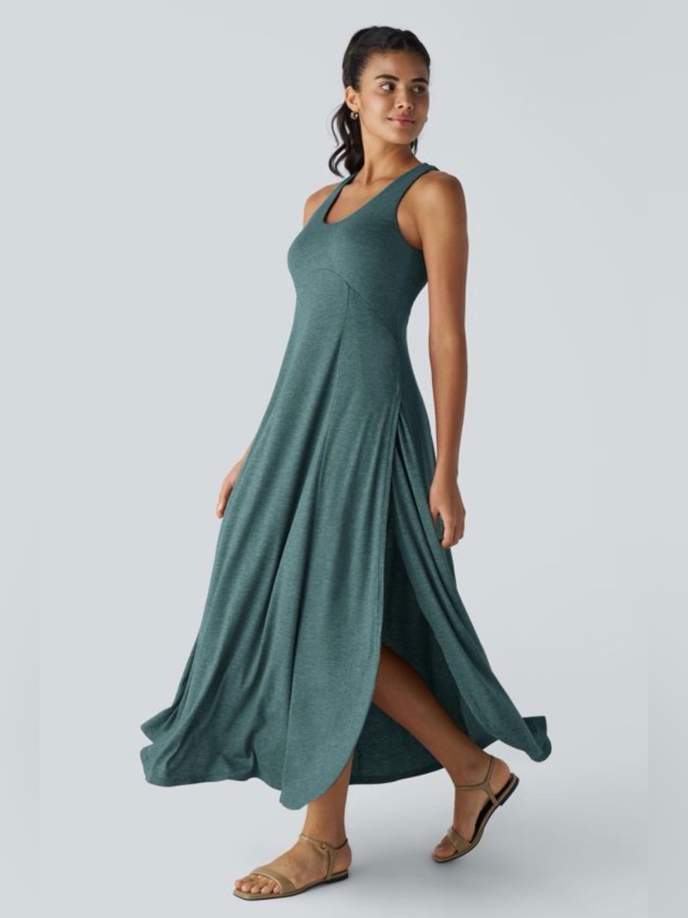 HALARA U Neck Flowy Maxi Casual Tank Dress